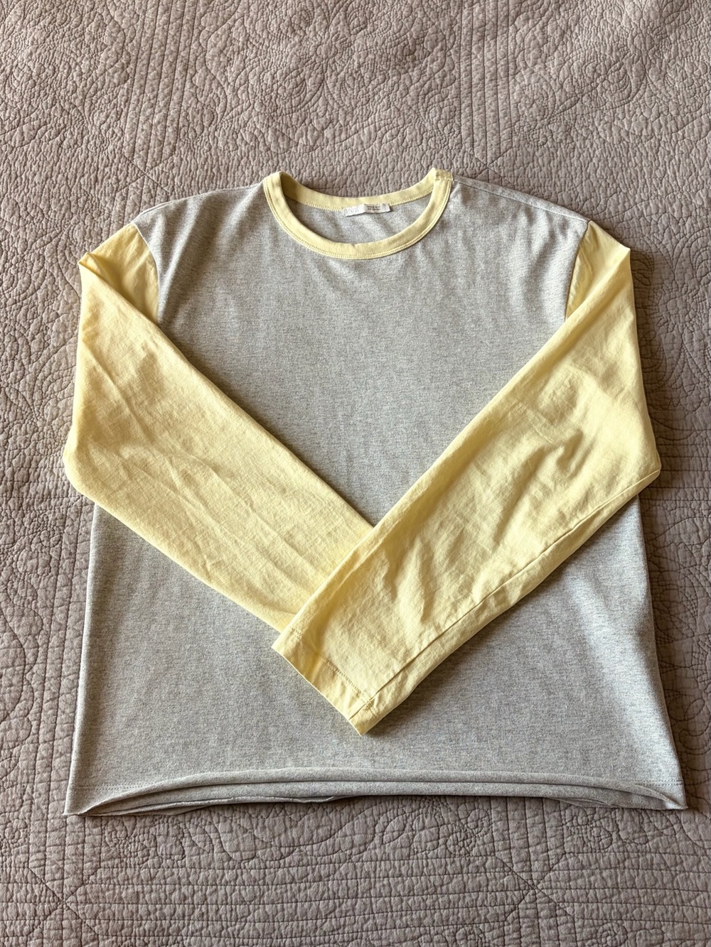 Zara Color Block Relaxed Long Sleeve T-Shirt